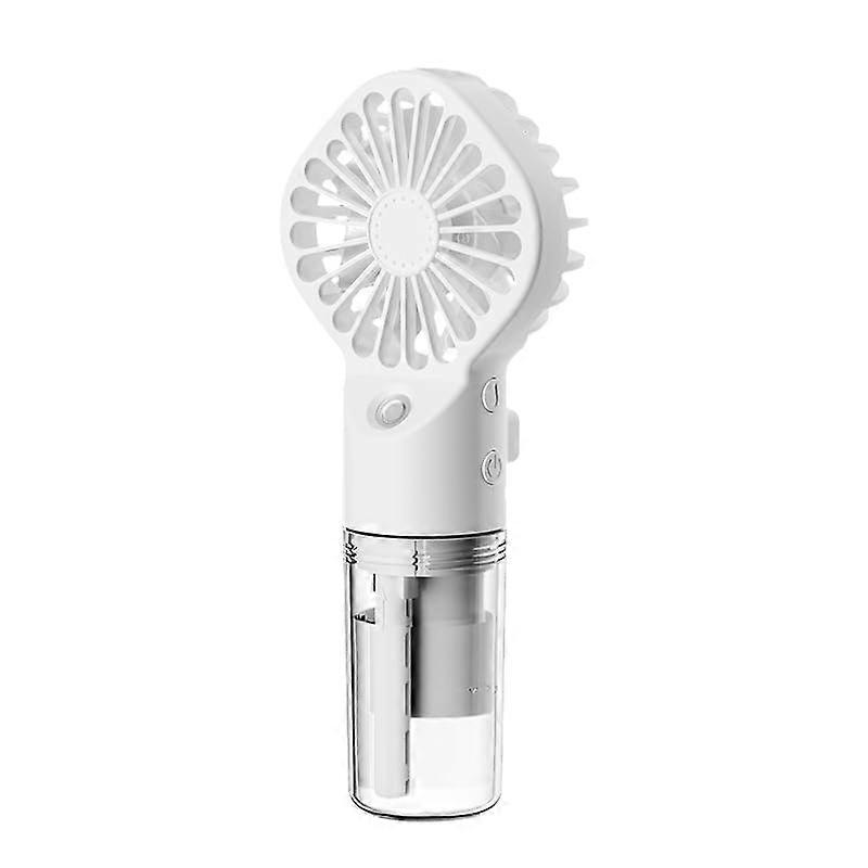 Portable Handheld Fan USB Rechargeable With Humidification Function, 4 Speeds, For Travel, Outdoor, Office, Home, White