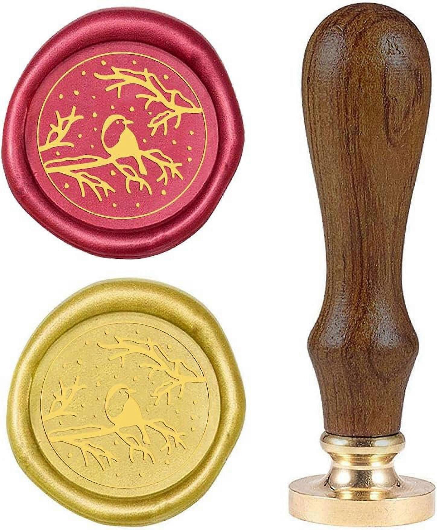 Wax Seal Stamp Robin Retro Sealing Wax Stamp Bird Pattern with 25mm Removable Brass Head Wooden Handle for Envelope Card Package Decoration