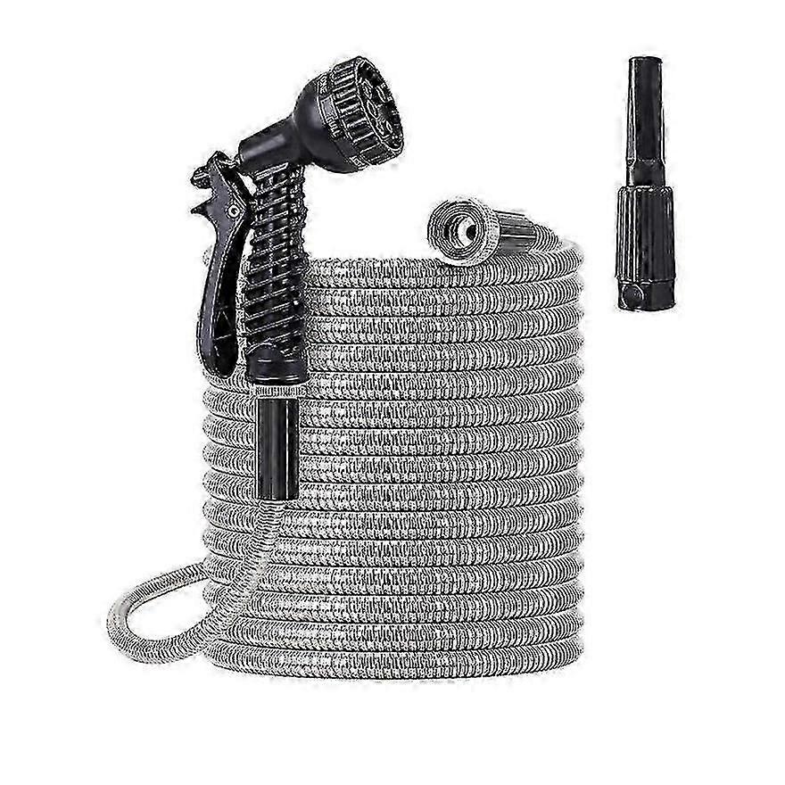 Heavy Duty 25FT Stainless Steel Garden Hose with Nozzle Flexible Rust Proof Water Hose
