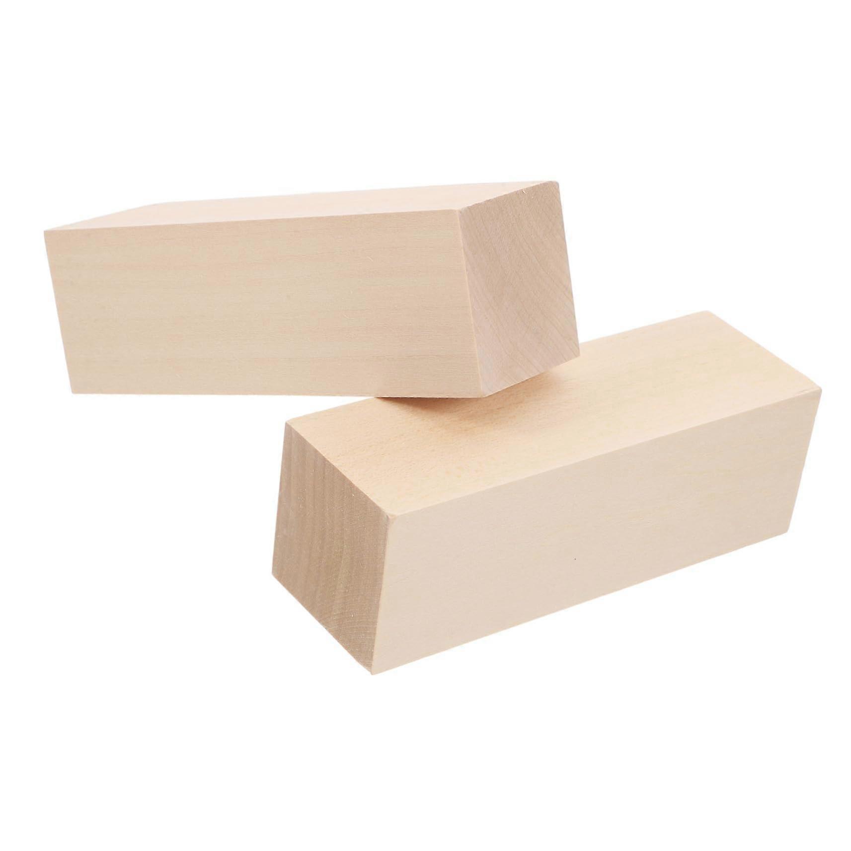 Carving Blocks 2 Pieces Unfinished Rectangular Craft Blocks For DIY Whittling And Sanding