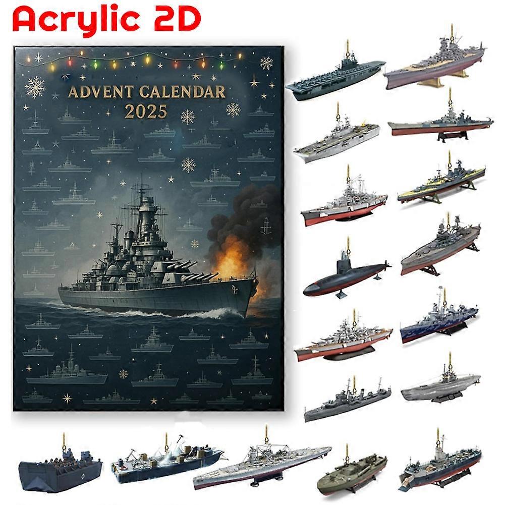 WWII Aircraft Advent Calendar 2025 with 24 2D Acrylic Unique Mini Warbirds Christmas Advent Calendar Gifts for Aviation Lovers