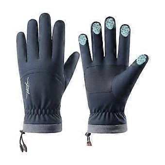 Fiets handschoenen met gevoelige aanraking, waterdicht, antislip handpalmen, beschermende handschoenen voor heren en dames, buitenactiviteiten, grijs