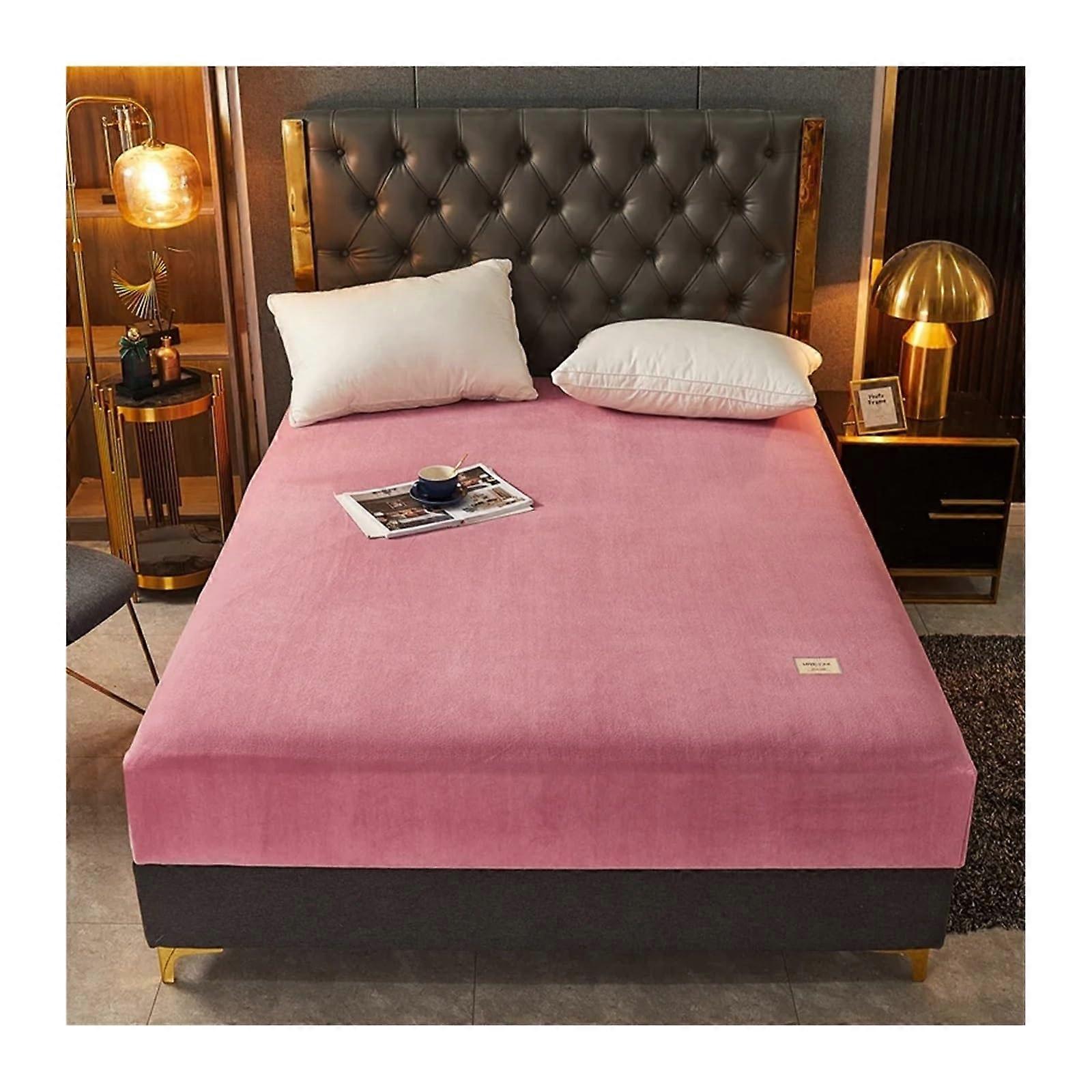 Soft Microfibre Super King Fitted Sheet Solid Color Model E 90x200x30cm Winter Warm Elastic Band Mattress Cover