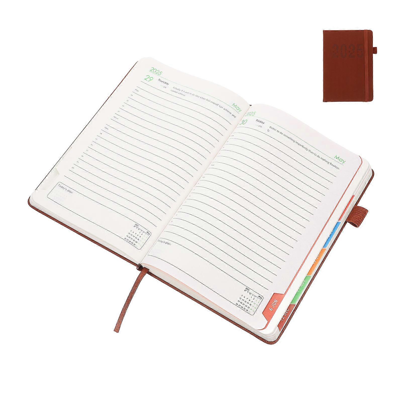 Mini Pocket Calendar 2025 Brown PU Planner for Writing