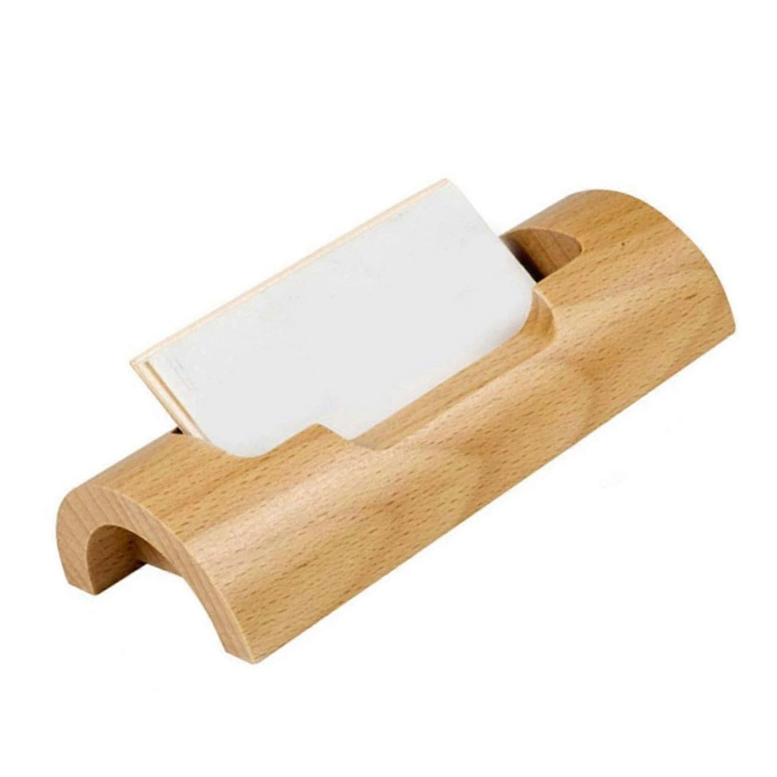 Wooden Card Case  Beechwood   Desk  Box For Modern Work space Card Display Hold Multicolor