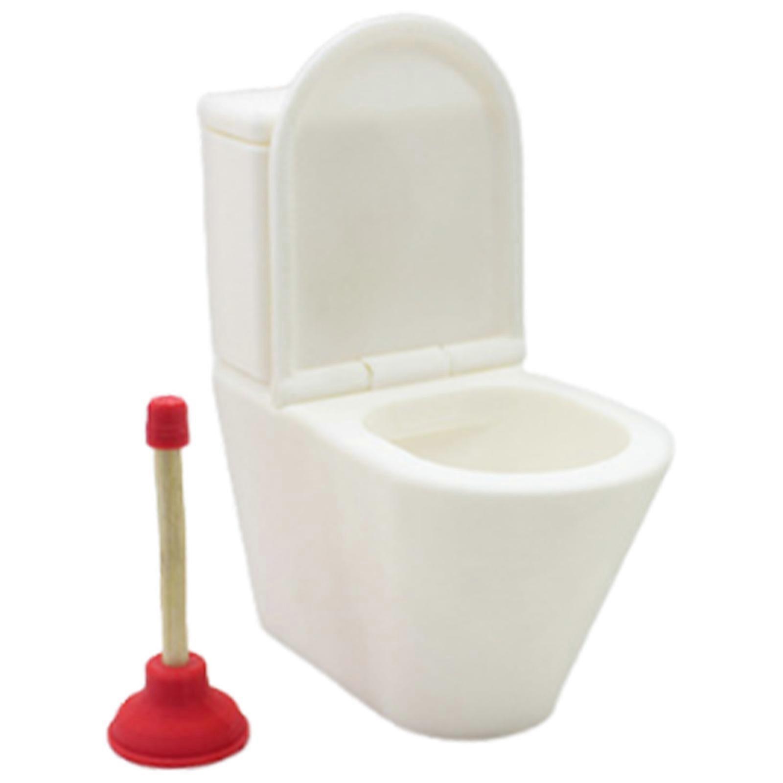 Miniature Toilet and Drainer Model Figurine 1/12 Scale Doll Accessory Realistic Dollhosue Bathroom Scene Setting Props Multicolor