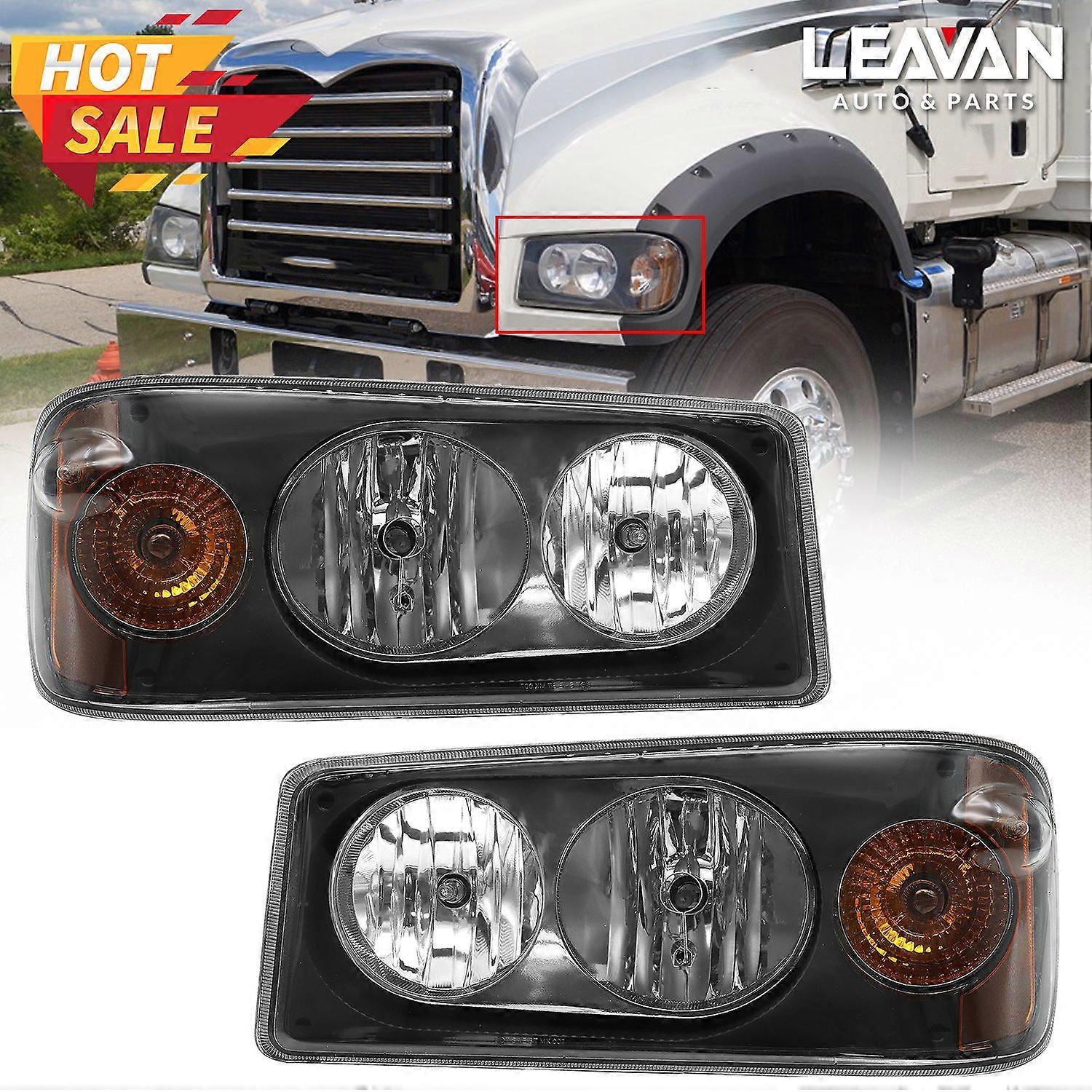Leavan Headlight Assembly Fit for Mack Granite GU713, A Pair of Headlight Assemblies Both Sides Compatible with Select Mack Model NO.1288
