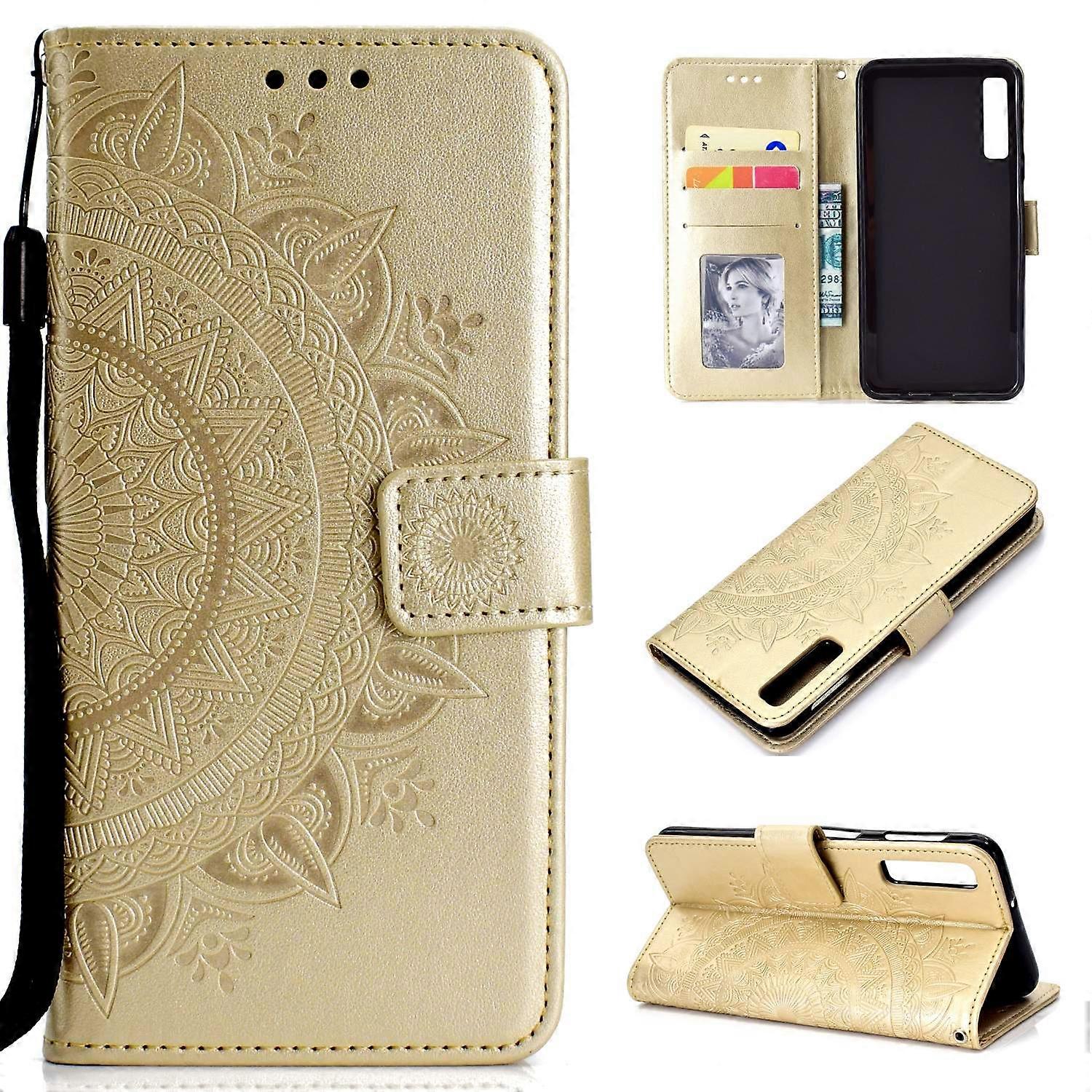 Imprinted Mandala Pattern Wallet Leather Mobile Casing for Samsung Galaxy A7 (2018) A750