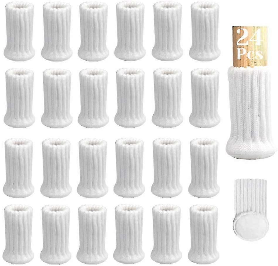 24pcs Chair Leg Socks With Felt Pads, High Elastic Knitted Furniture Booties With Double Layered, Non-slip Thick Floor Protectors Covers Pads Caps