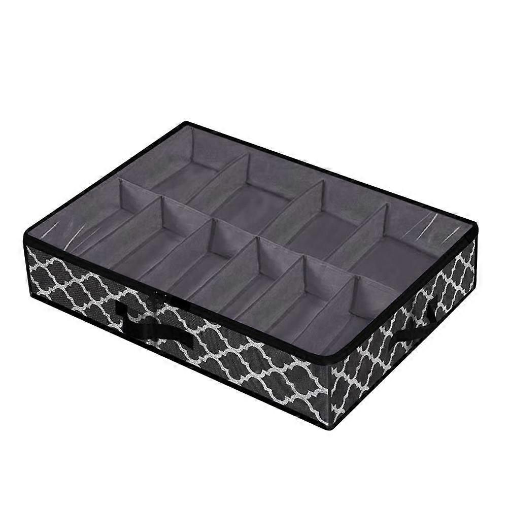 Under Bed Shoe Storage Box Drawer Organizer for Shoe Storage Foldable Box for 12 Pairs of Shoes,Black(A)