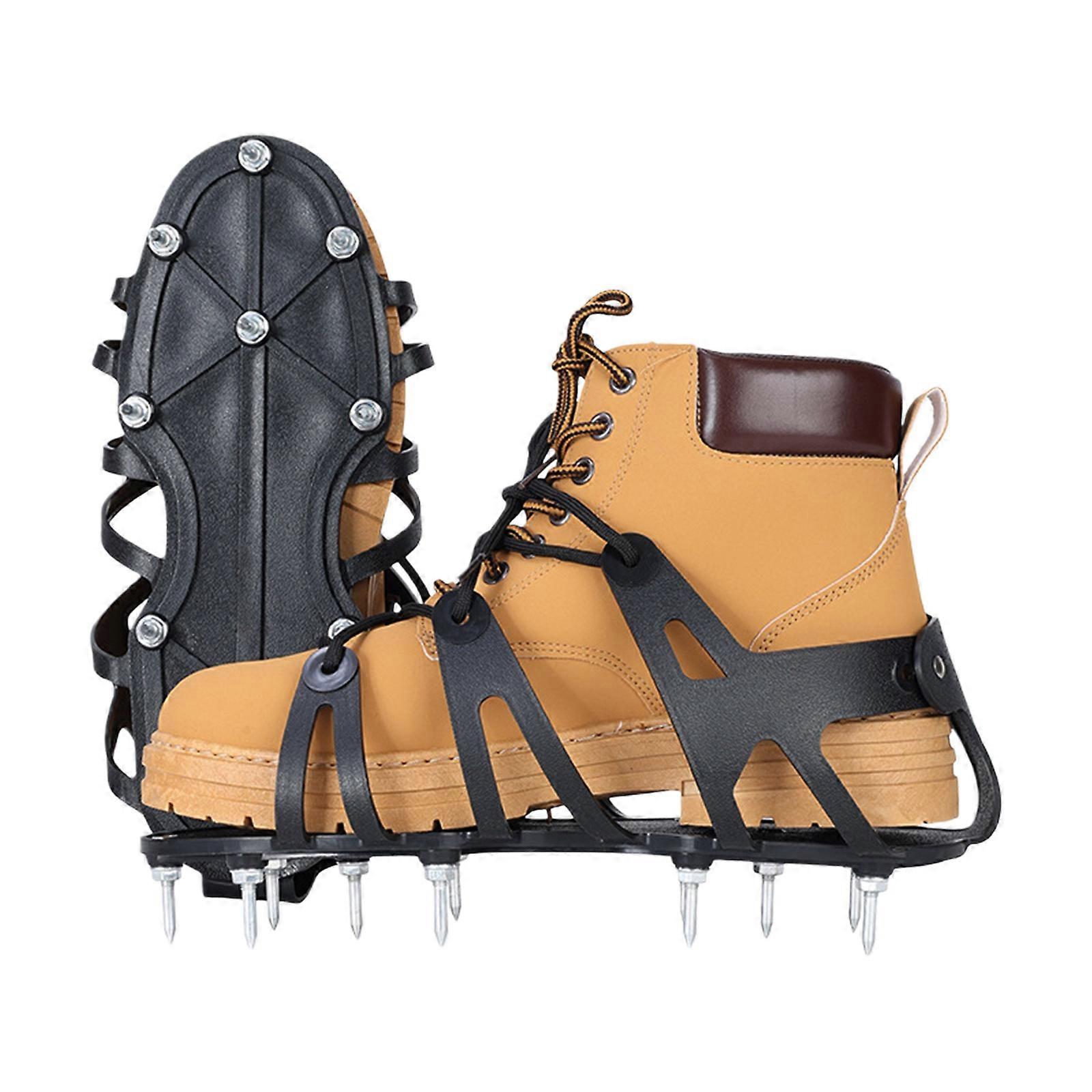 Heavy Duty Polyethylene Lawn Aerating Shoes With Adjustable Straps Spiked Shoes For Secure Traction On Grass Wet Surfaces Gardens Multicolor