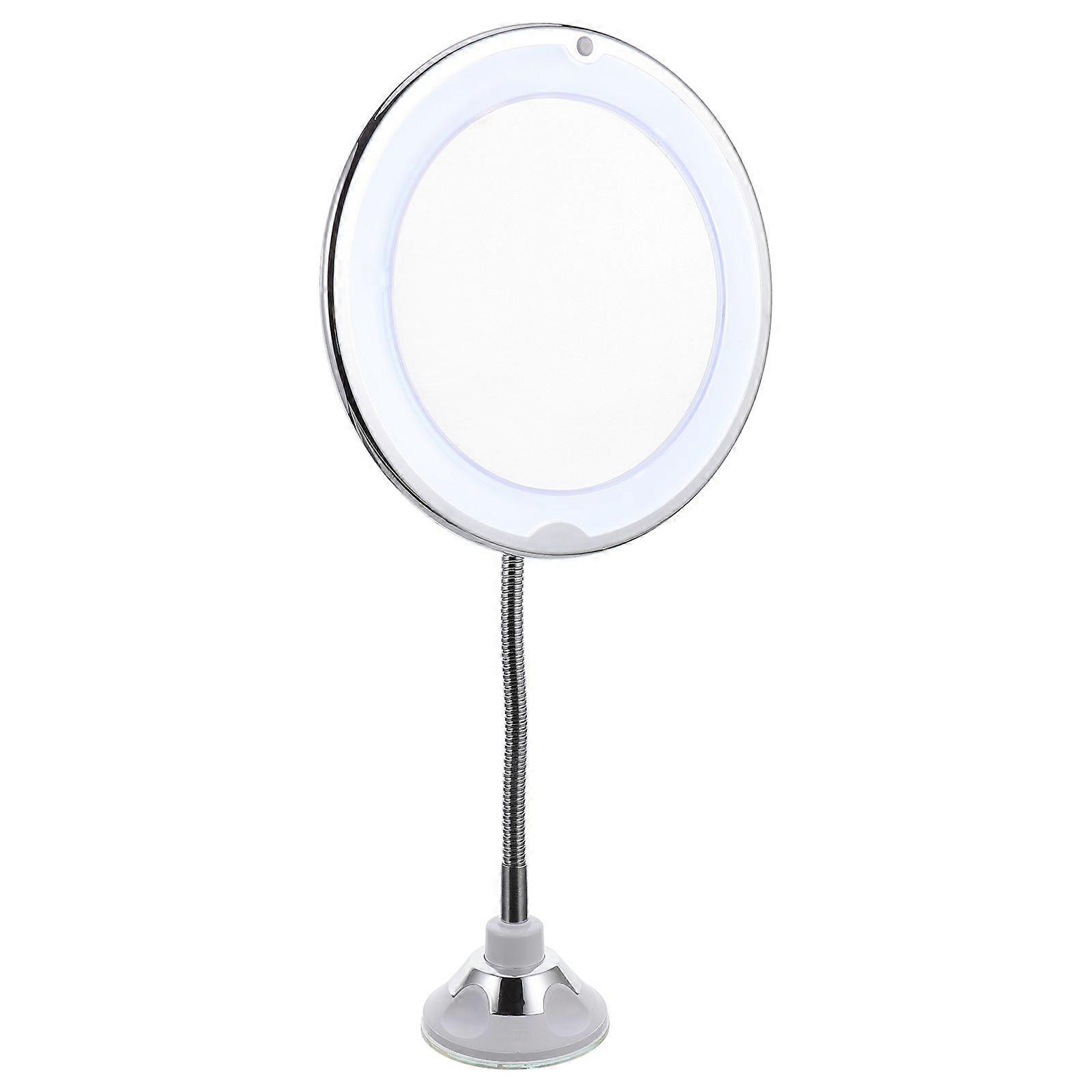 360 Degree Rotating 10X Magnifying Makeup Mirror with Suction Cup and LED Light