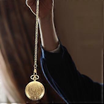 Taschenuhr Retro geschnitzte Halskette Accessoire Legierung Taschenuhr Goldene Farbe