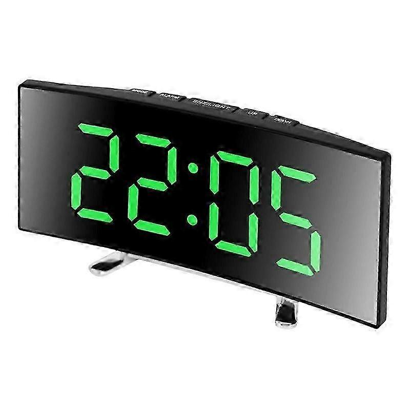 Curved Mirror LED Digital Alarm Clock Quiet Operate Temperature Display USB Power Modern Desk Decors For Home Office