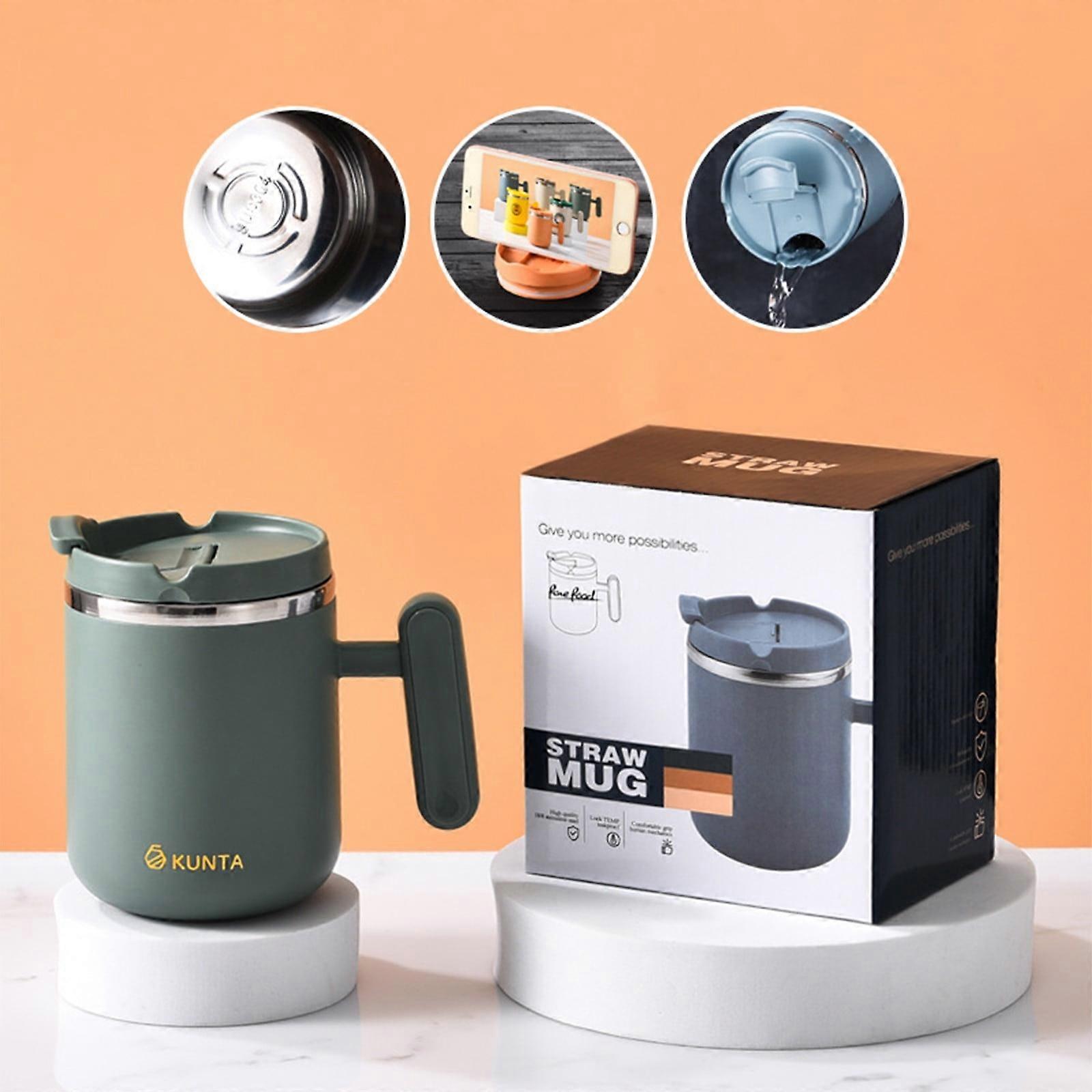 Stainless Steel Mug 450ML with Lid & Handle, Double Insulated, Reusable for Home, Office, Travel - Compatible with Coffee & Tea