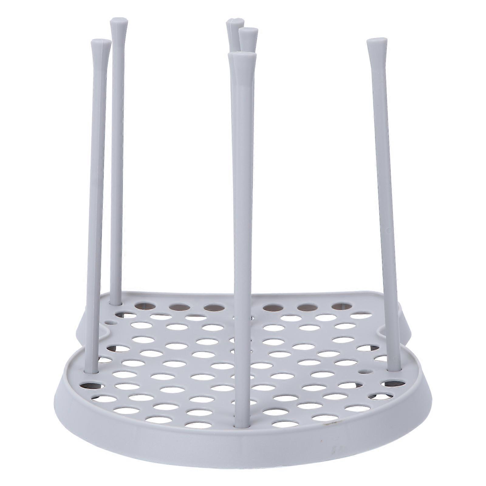 Dish Drainer Cup Bowl Holder Organizer for Kitchen Use Grey Plastic