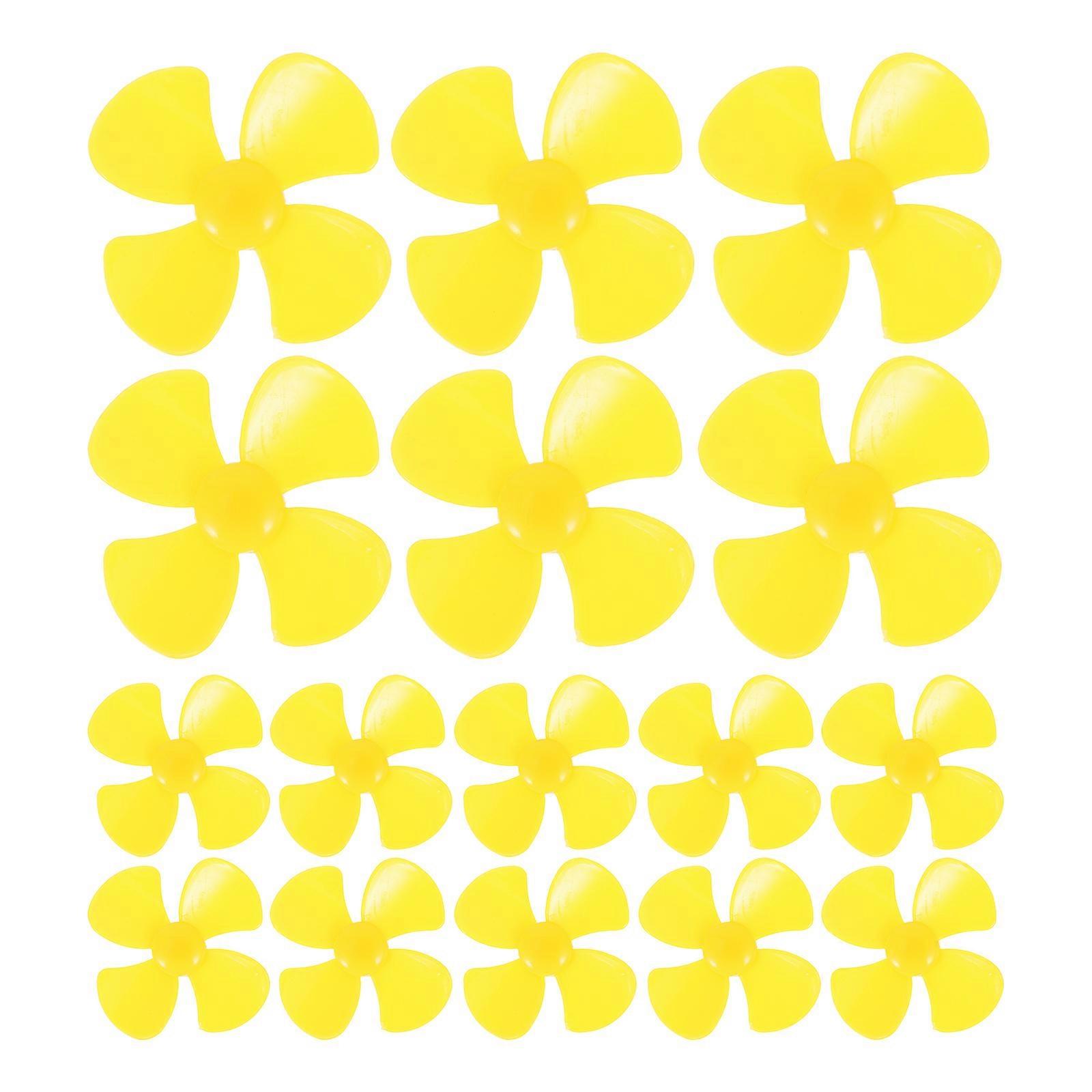 Small Motor Propellers 20Pcs Four- Fan for Model Fans Diy Projects Yellow Plastic Provides Stable Rotation