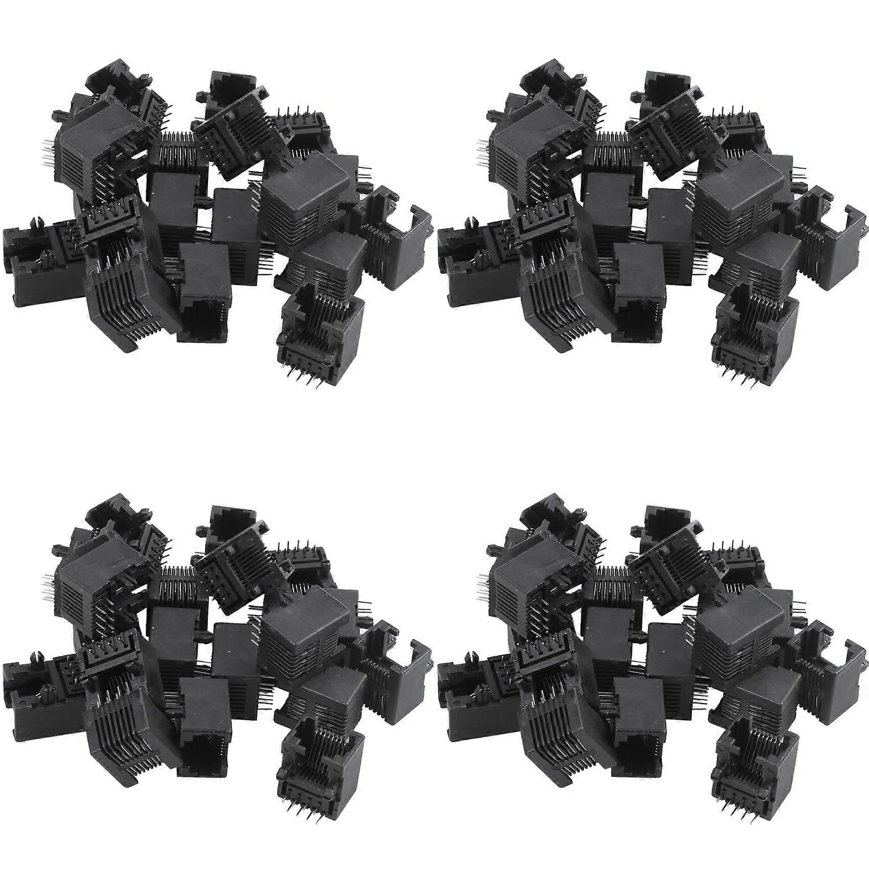 80pcs RJ45 8P8C Computer Internet Network PCB Jack Socket Black