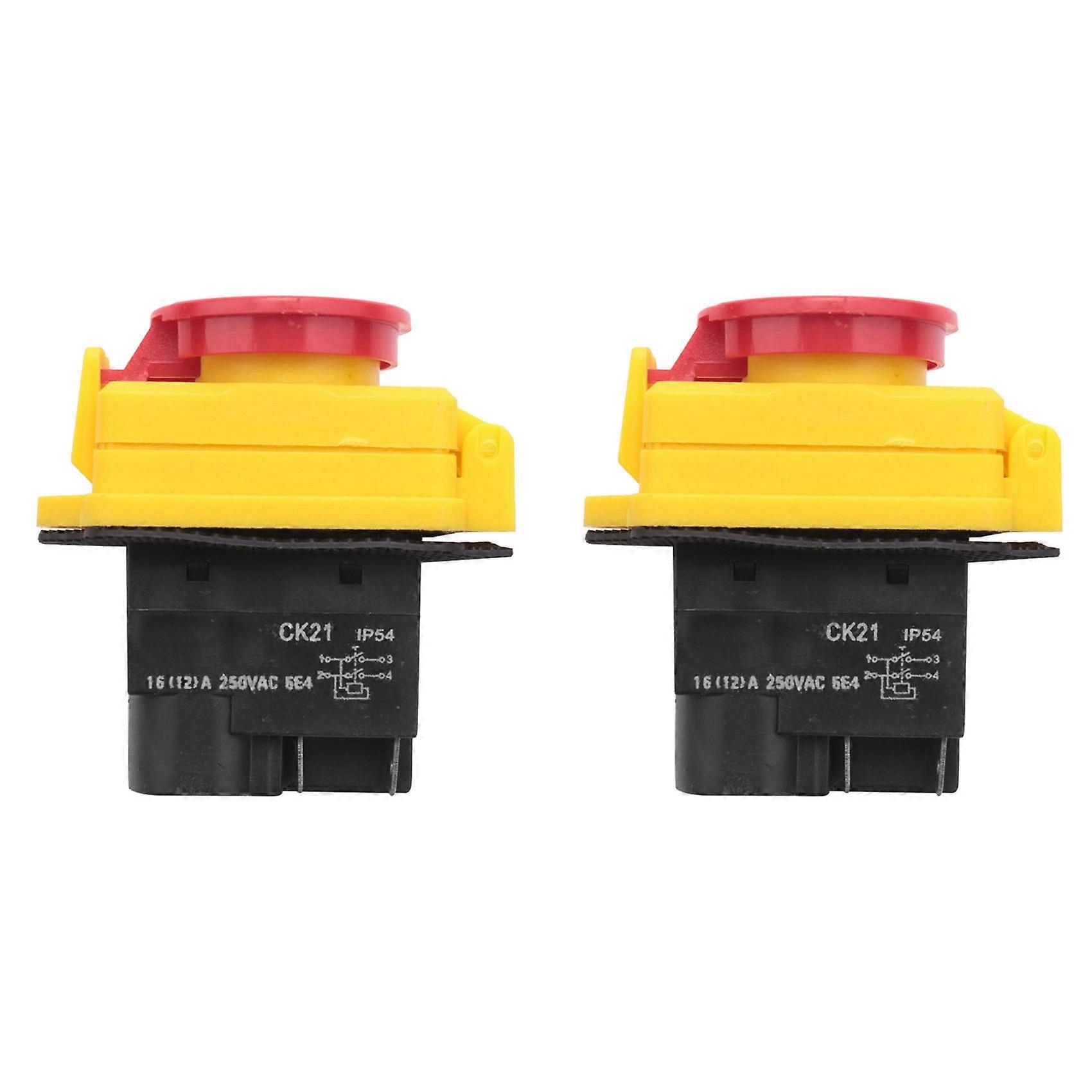 2X 250V 16A IP54 Start Stop Switch No Volt Release Switch with Emergency Stop Push Button Electromagnetic on Off Switch