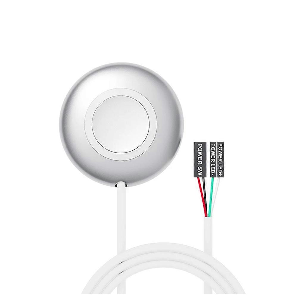 TEUCER Computer Desktop Switch PC Motherboard Power Extension Cable Switch External Power Switch Desktop Button Switch Silver