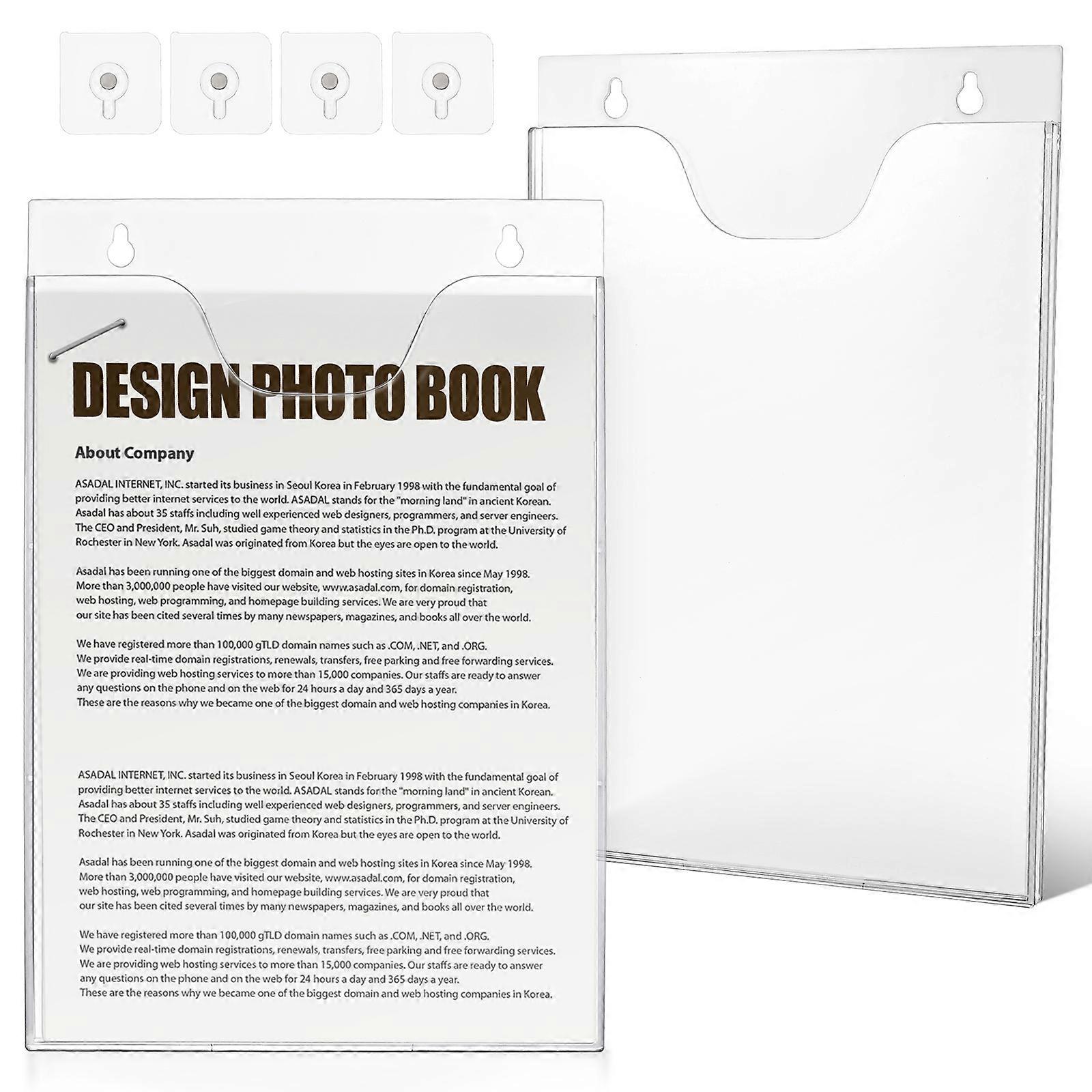 Acrylic Wall Mounted Document Holder for Office Clear Vertical File Organizer with Space Saving Design 2 Pcs A4