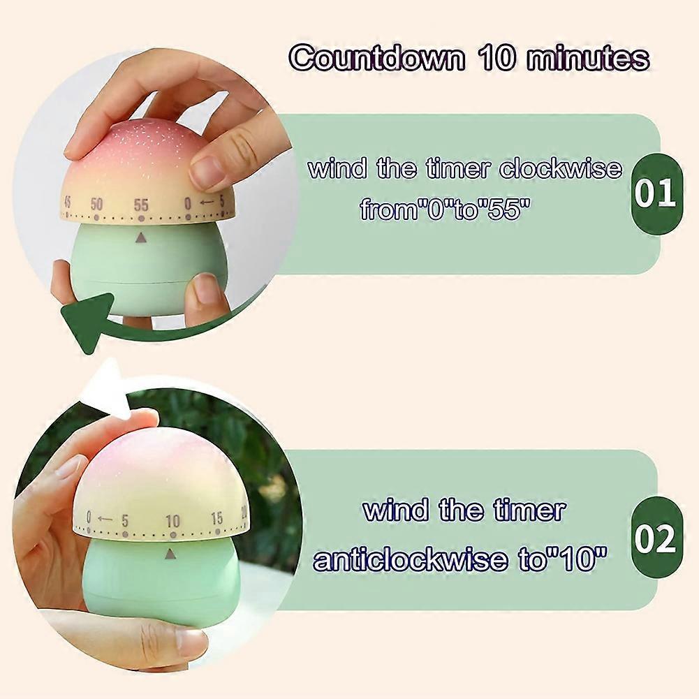 Mushroom-Shaped Mechanical Kitchen Timer 60-Minute Wind-Up Countdown for Cooking, Study