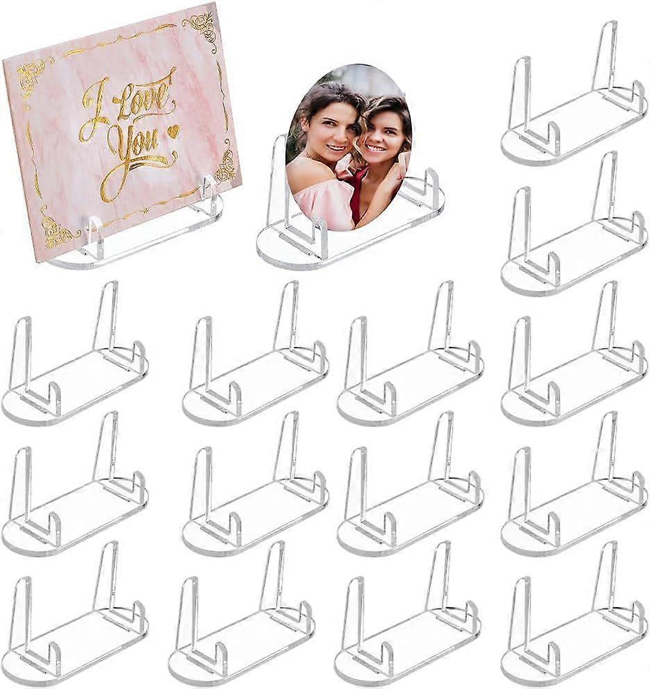 16 sets Acrylic Trading Card Display Stand Oval Acrylic Display Bases Detachable Sports Card Holder for Card Block Graded Card Display 3.13x1.18x2.83i