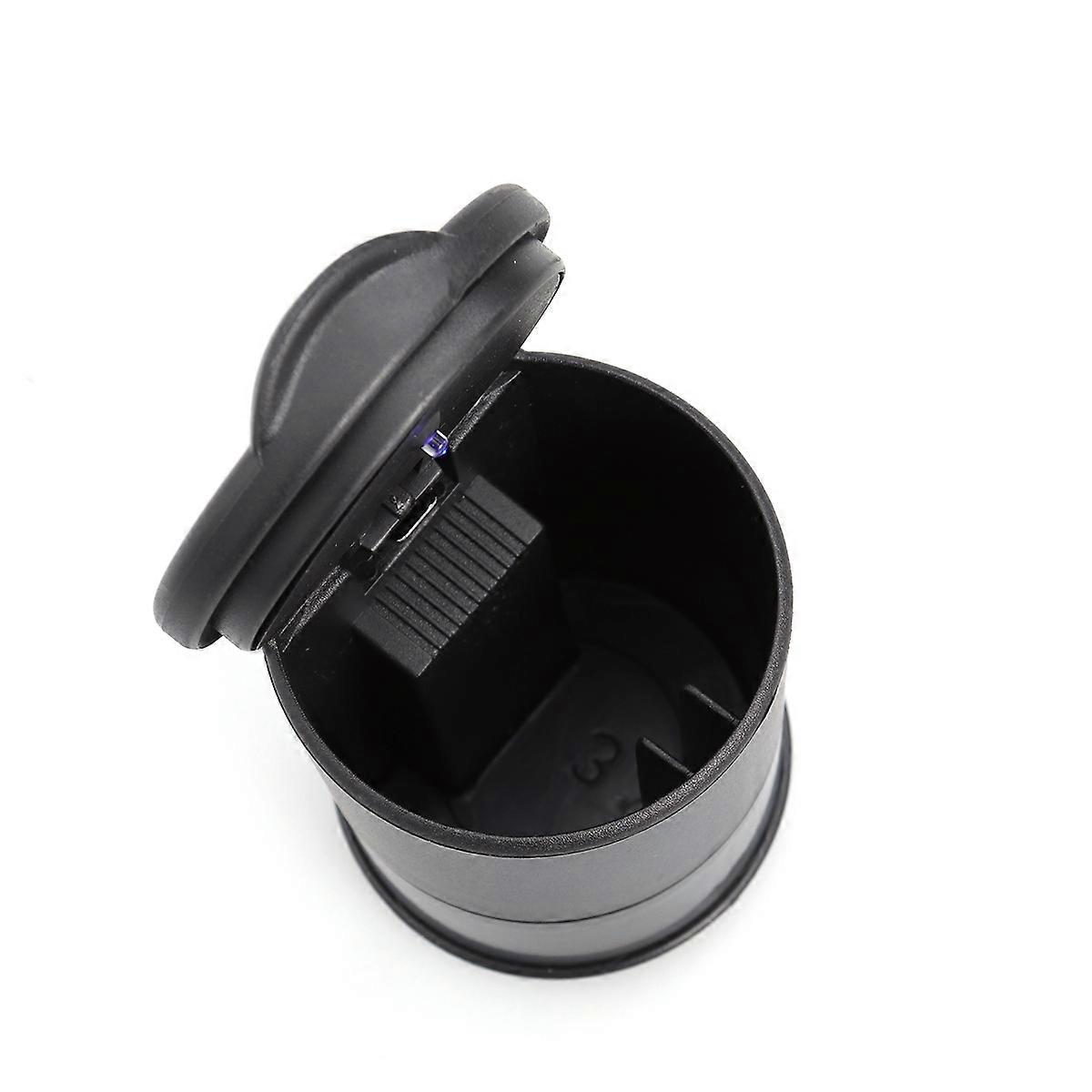 Black Auto Ashtray with Light Portable Holder 2Pcs for Use