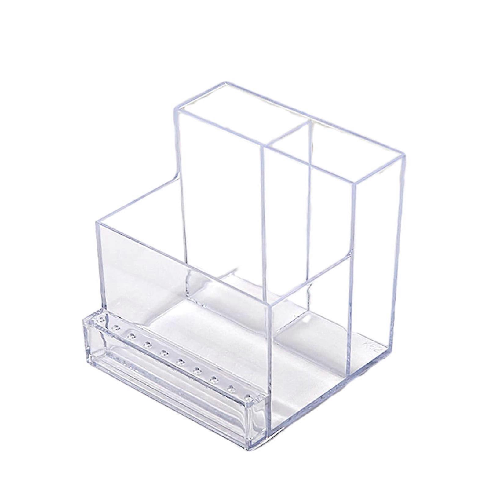 Hesroicy Sturdy Bottom Storage Box, 10 Small Holes, 3-Row Low to High Design, Transparent Anti-Break, for Drill Bits & Nail Tools, Minimalist