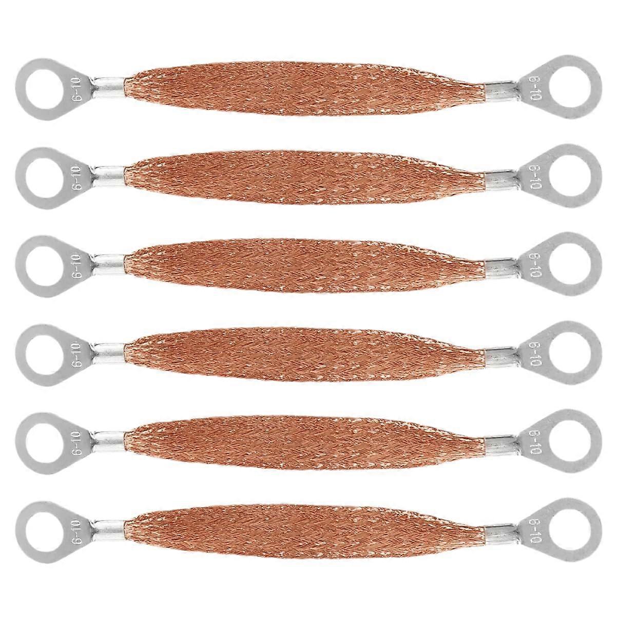 6pcs Universal Copper Vehicle Grounding Strap with Flexible Flat Braided Design for Reliable Conductivity