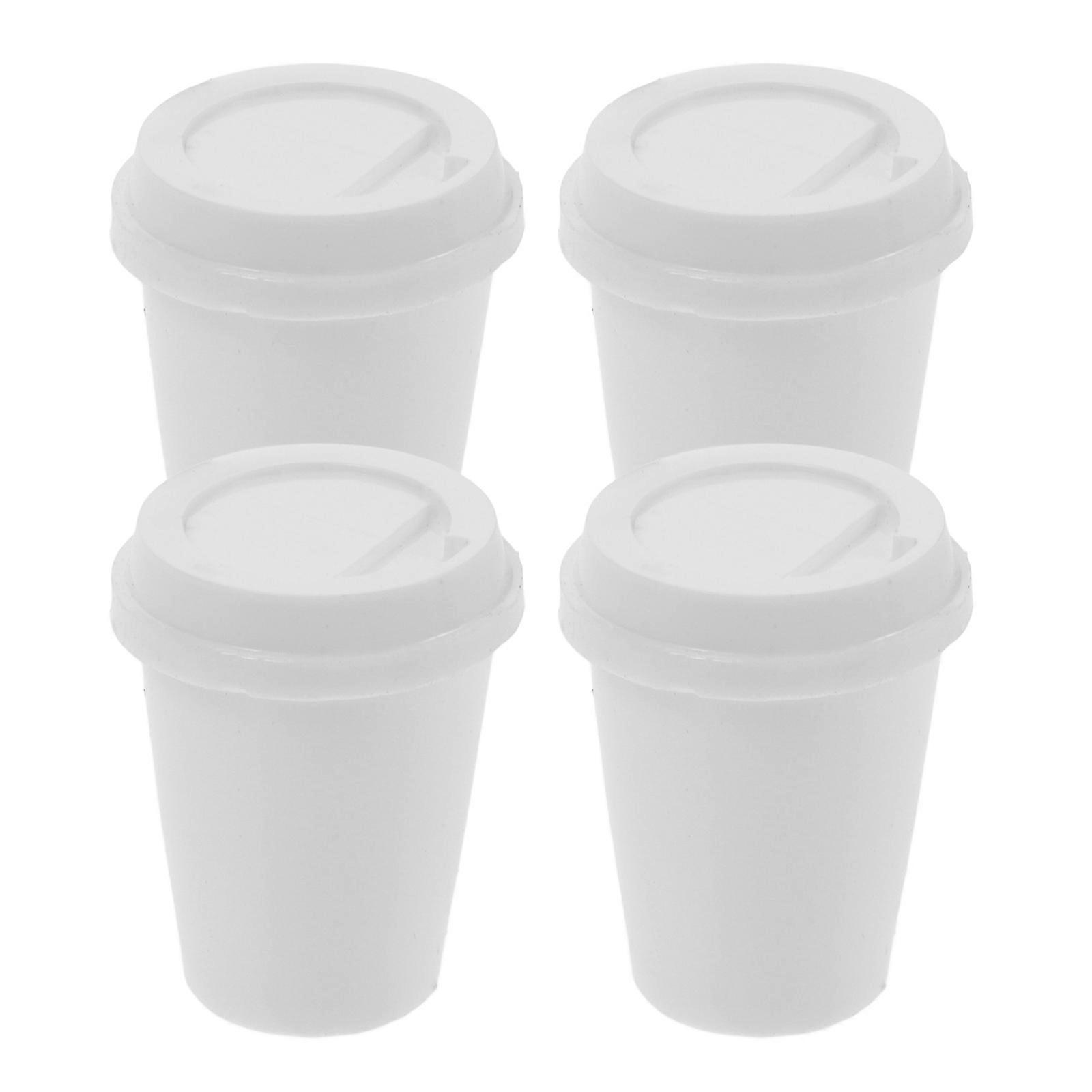 4Pcs Miniature Coffee Cups for Dollhouse Use with White Plastic Material