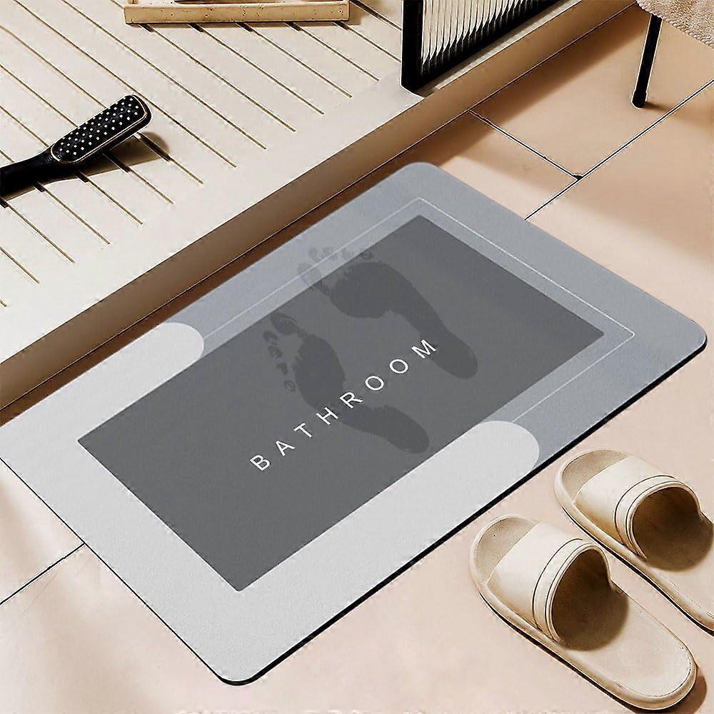 Super Absorbent Non Slip Bath Mat with Waterproof Rubber Backing, Fast Drying Bathroom Rug Grey 16x24