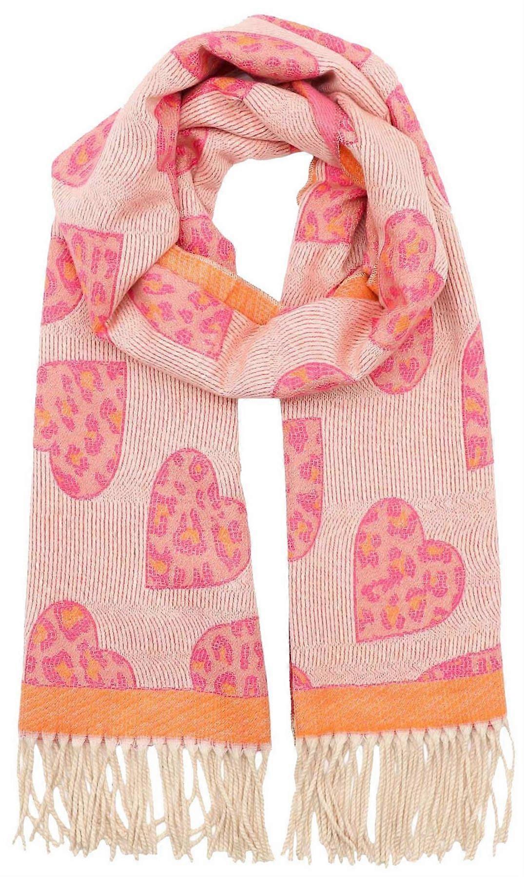 Zelly Hearts Winter Weight Scarf - Pink