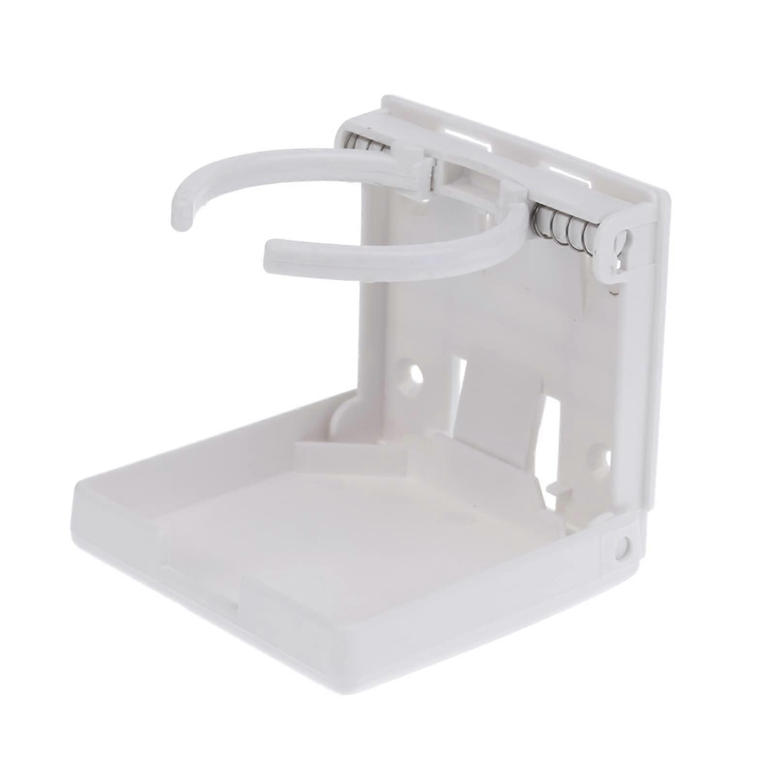 White Adjustable Boat Cup Holder with Foldable Arms for Marine, Caravan and Car Mounting