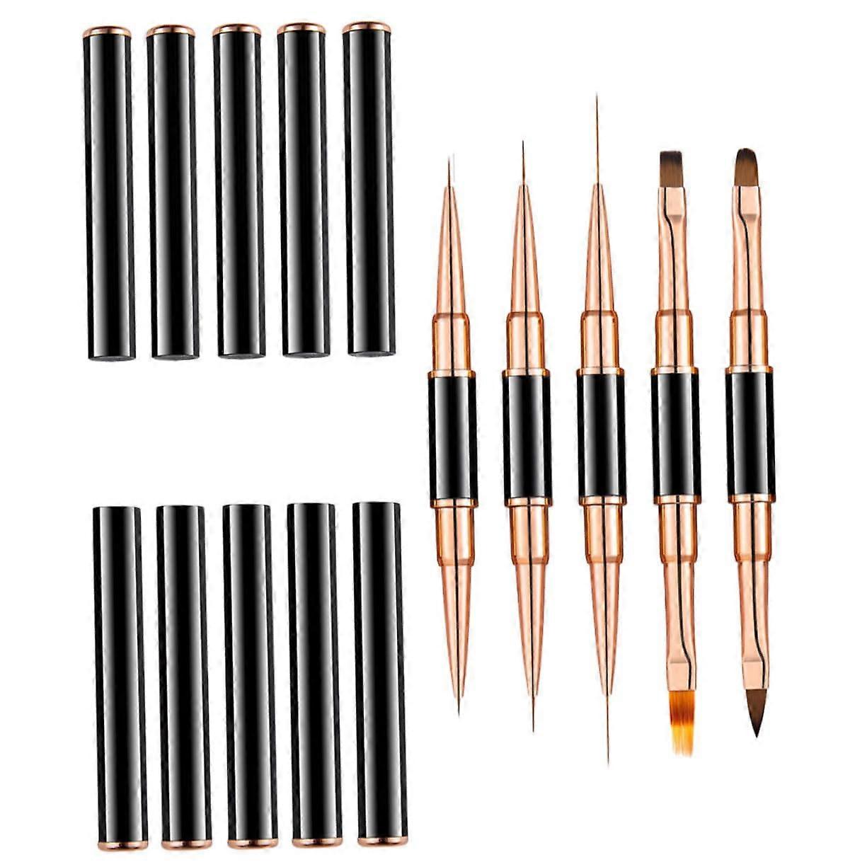 5pcs DoubleEnded Nail Art Brush Set with Precision Fine Liner Tips for Manicure