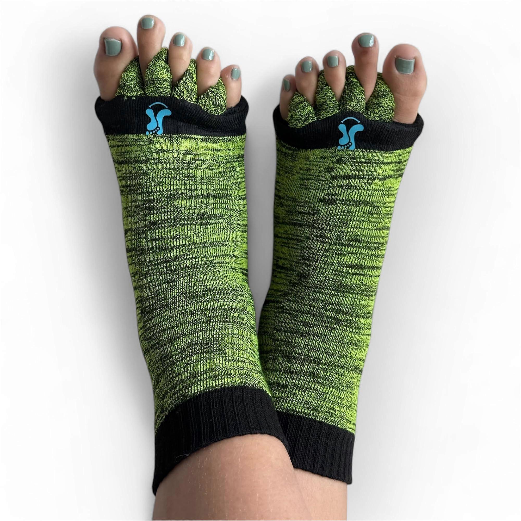 Toe Separator Socks Green and Black for Fast Toe Alignment and PostWorkout Recovery