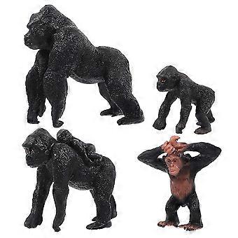 Conjunto de 4 figuras de chimpanzés para decoração