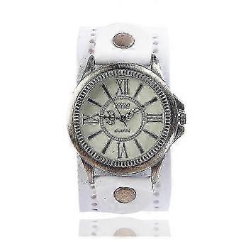 Lederarmband, coole Punk-Armbanduhr, breite Quarz-Armbanduhr für Damen und Herren, b Db 2025