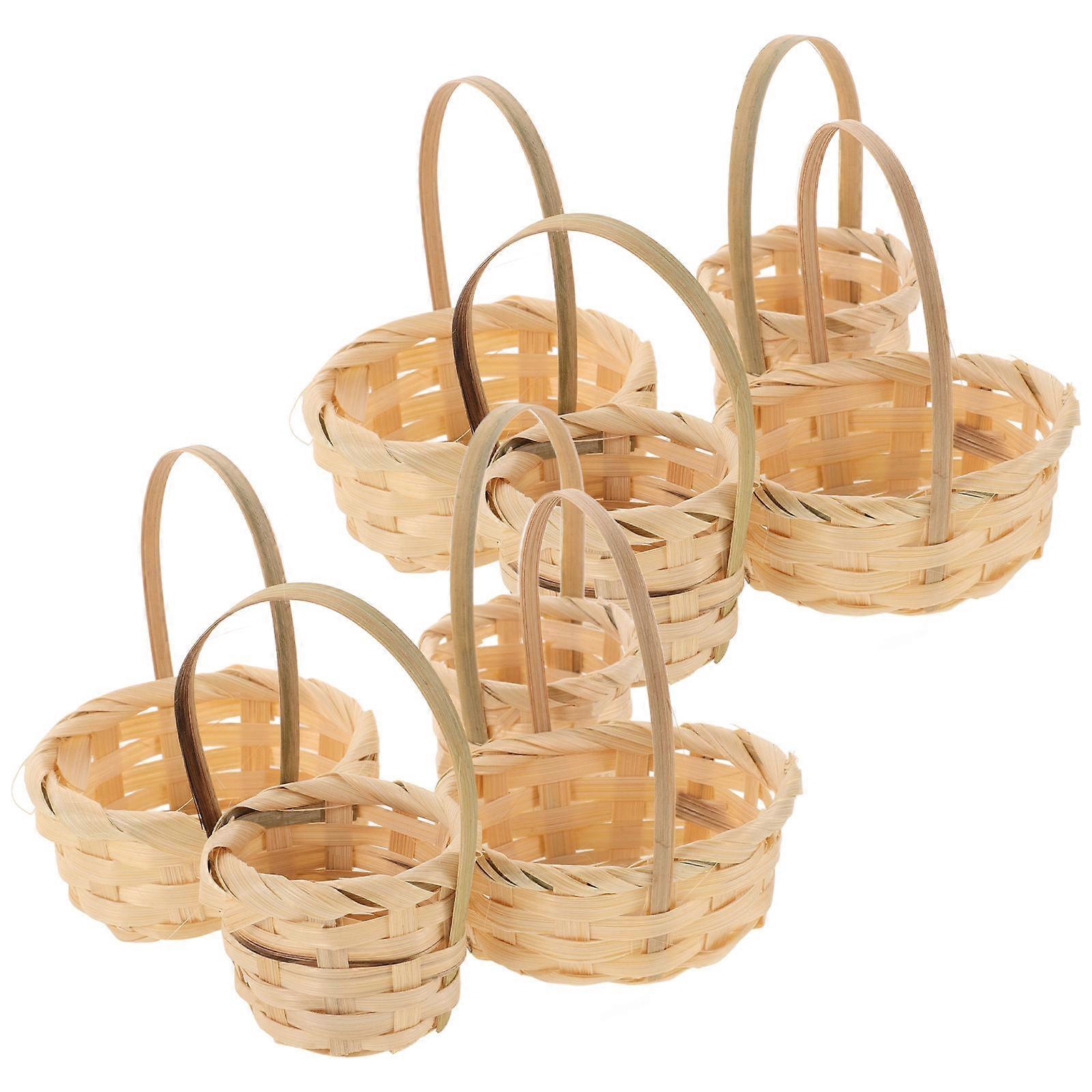 Miniature Dollhouse Baskets for Storage Use Beige Bamboo 10Pcs