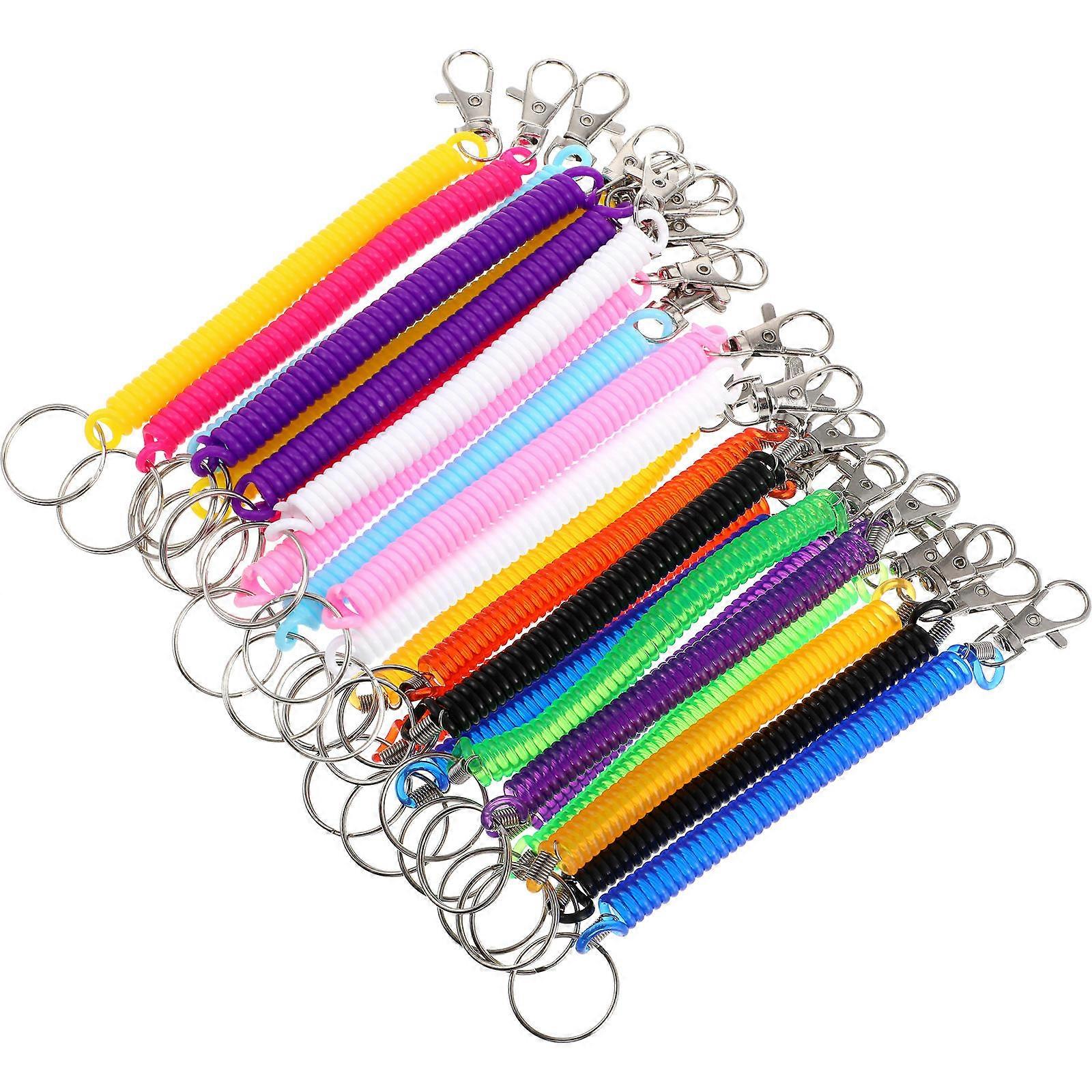 Spring Keychain Plastic Spiral Retractable Key Holder for Daily Use 72Pcs