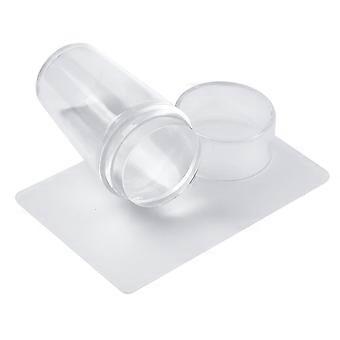 Kit de tampons transparents pour nail art avec raclette, double embout en silicone pour une décoration d'ongles précise.