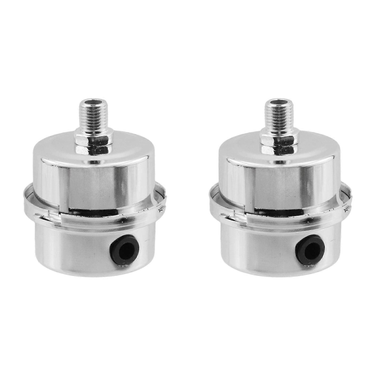 Air Compressor Filter Silencer 1/4 Inch Noise Reduction Dust Protection Chrome Plated 2 Pack Silver