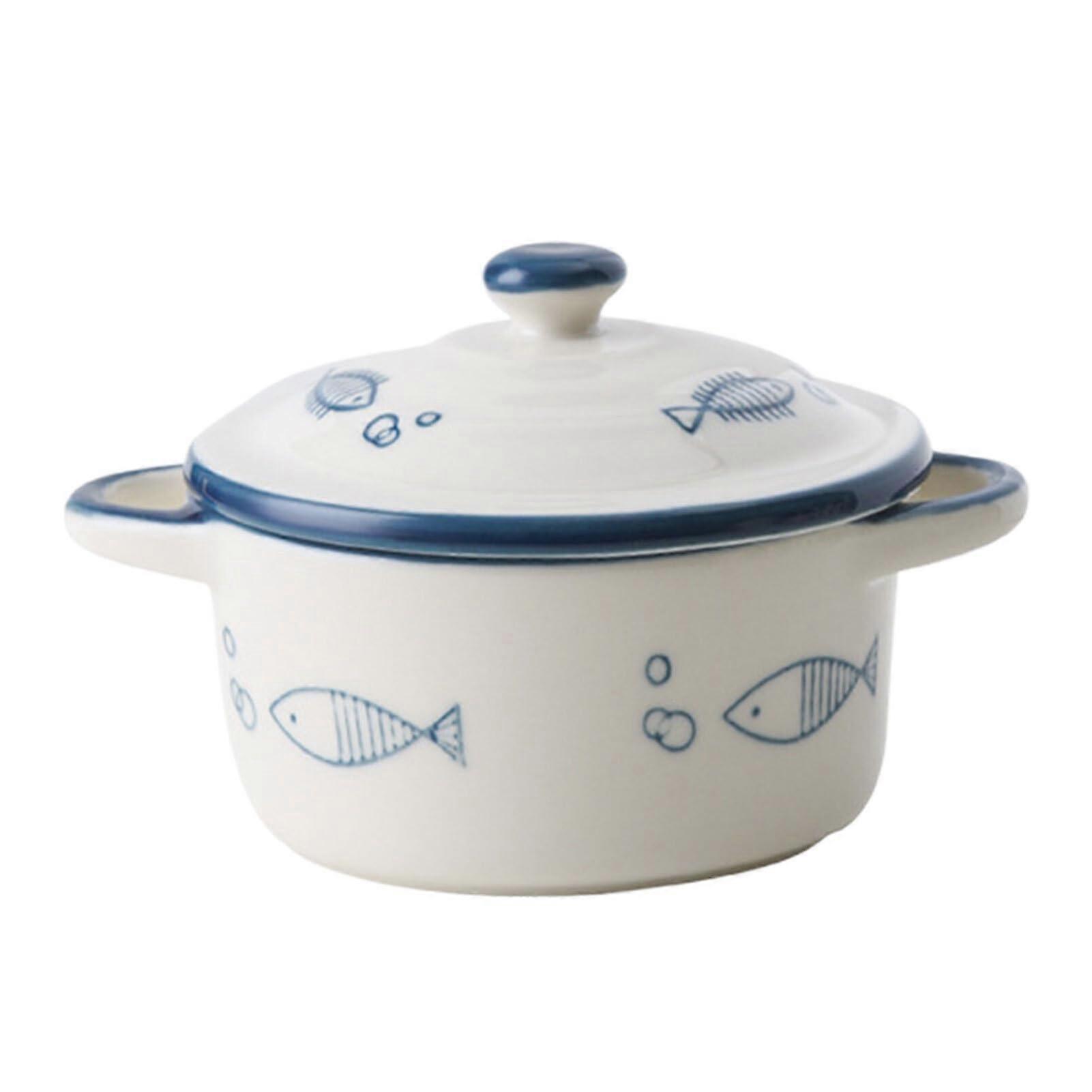 Ceramic Bowl Set with Lids Dishwasher Safe Souffle Baking Bowls for Versatile Serving