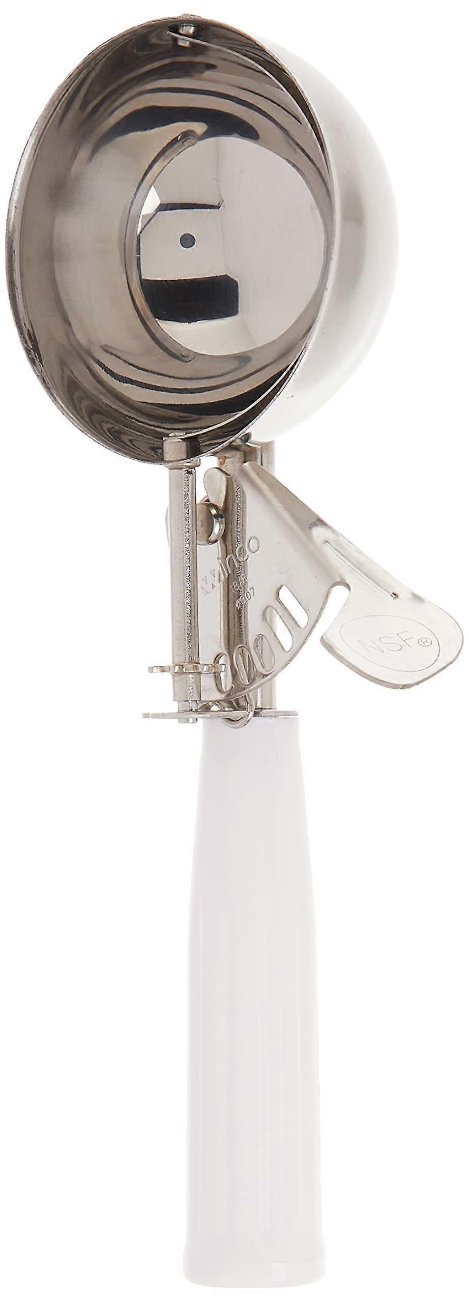 Ice Cream Scoop with Ergonomic Plastic Handle White Heavy Duty Disher for Consistent Portion Control