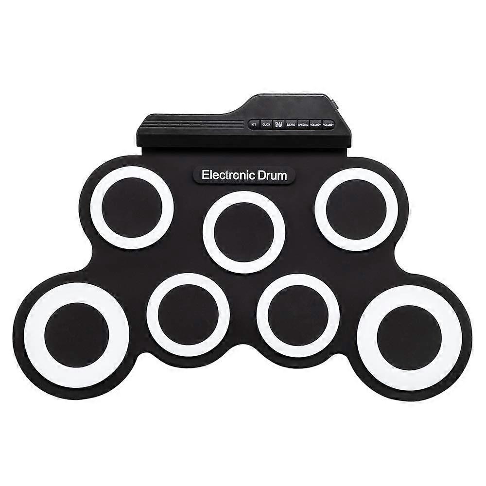 Electronic Drum Set 7 Pads with Quiet Practice Mode Waterproof Silicone Pad USB or Battery Power