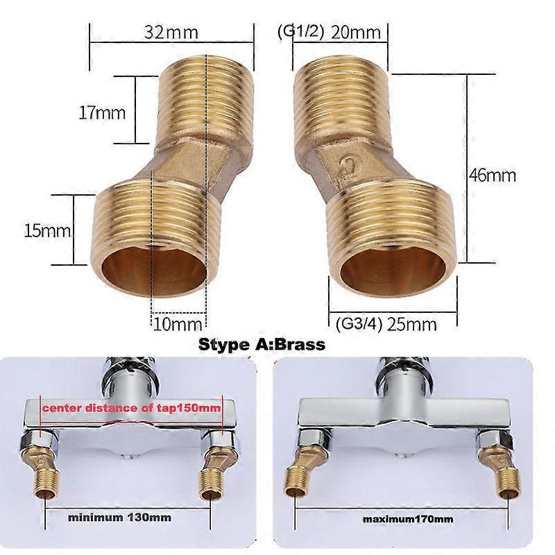 2pcs/Pair Shower Faucet Adjustable Adapter Solid Brass Wall Mounted Width Replacement Angle Valve Bathroom Accessories