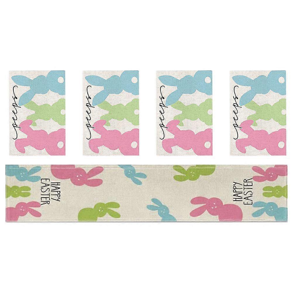 1Set Easter Placemats Easter Bunny Pattern Table Mats Festival Placemats Dinner Table Runner for Decor