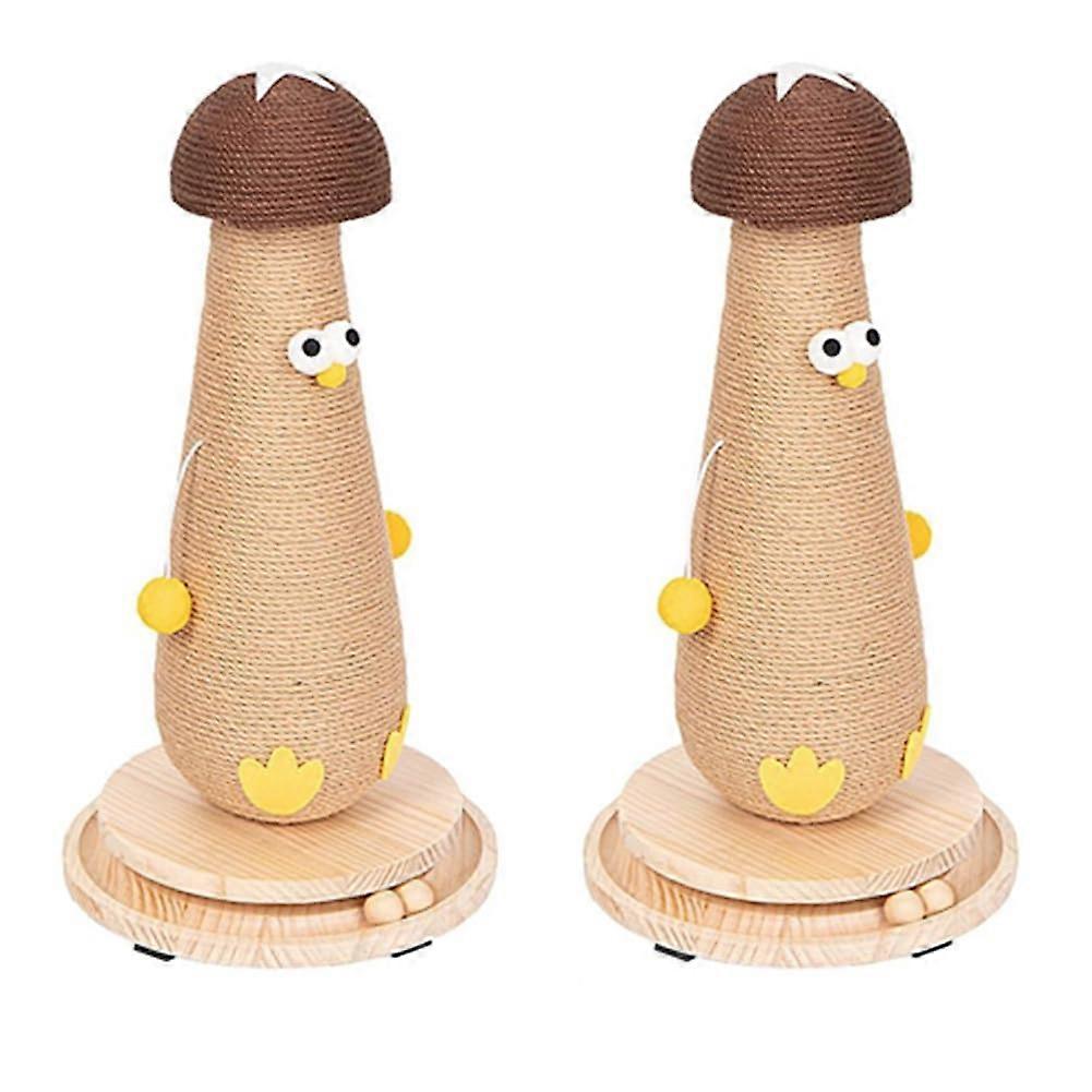 Mushroom Shaped Cat Scratching Post with Natural Sisal Rope and Stable Solid Wood Base