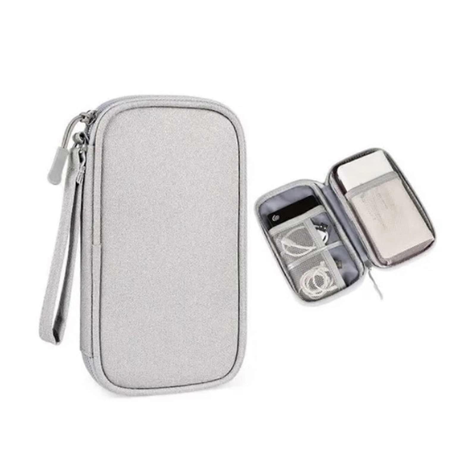 Electronics Organizer MultiLayer Waterproof Nylon Travel Cable Storage Bag Compact Grey Case