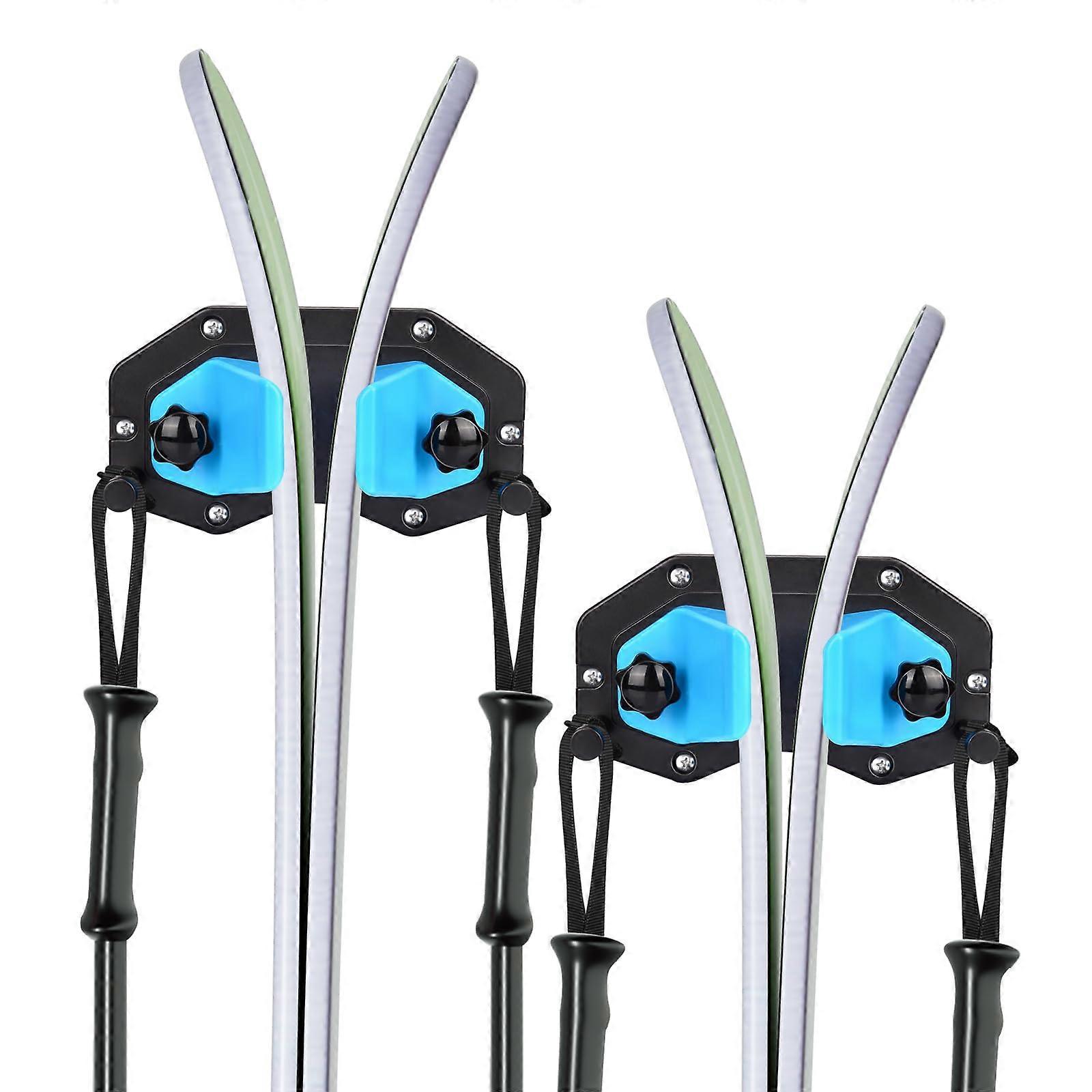 Ski Wall Mount and Snowboard Wall Rack with Adjustable Hooks, SpaceSaving Garage Storage, 2 Pack